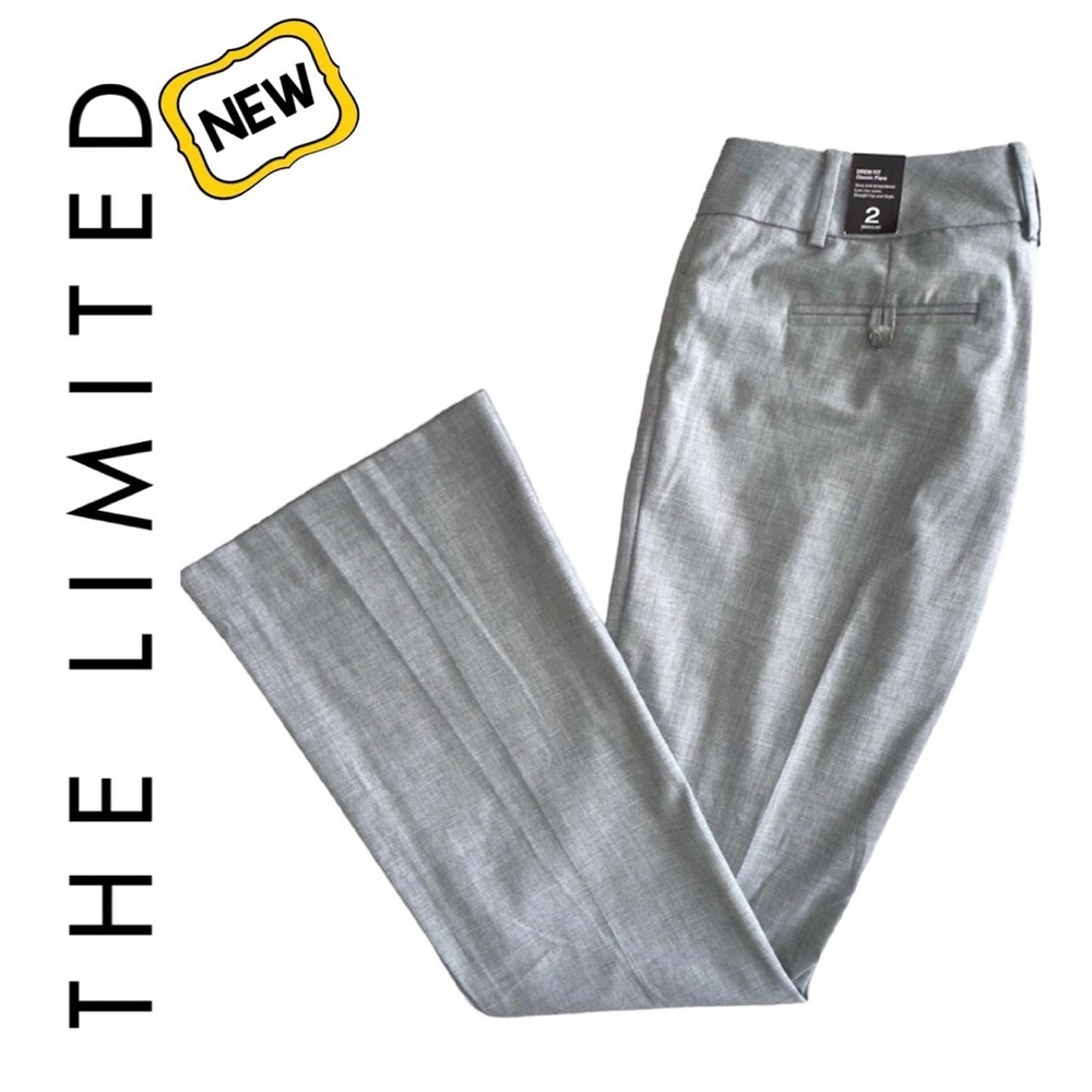 New THE LIMITED Gray Drew Fit Classic Flare Pants Straight Low Rise Women’s 2